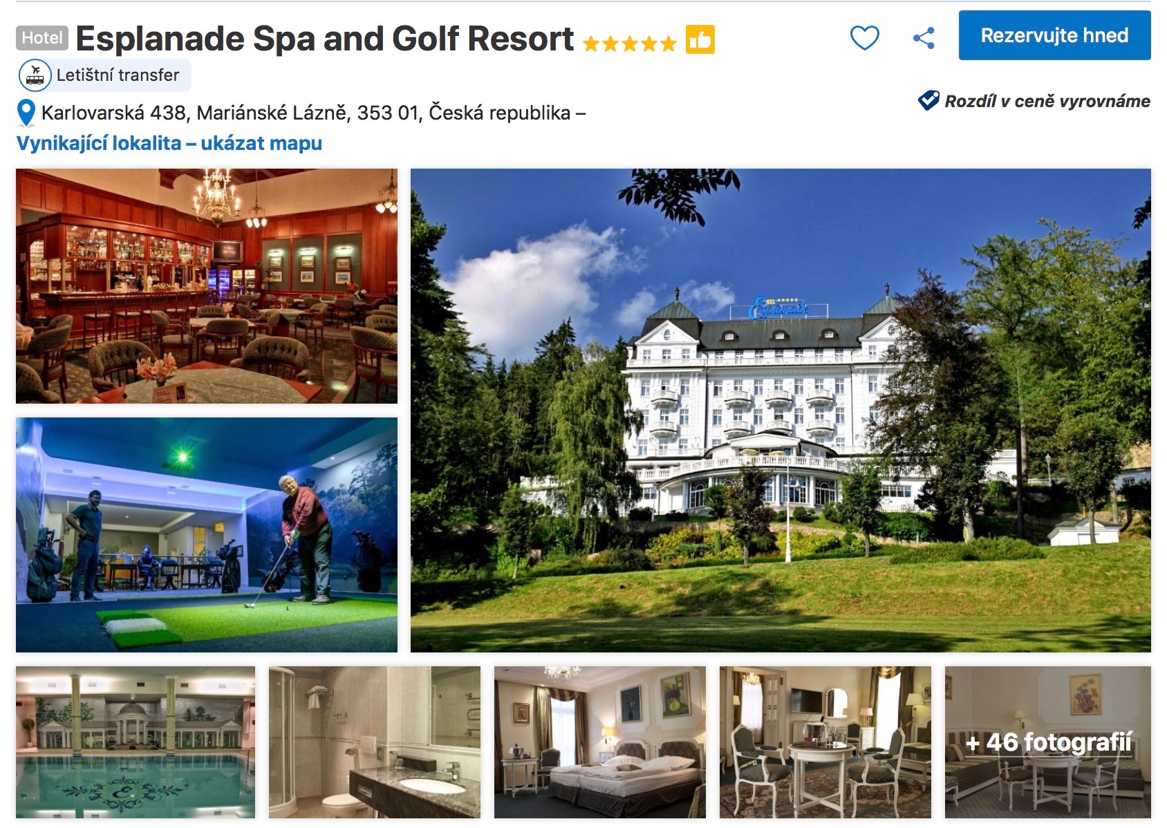 Esplanade Spa & Golf Resort Mariánské Lázně