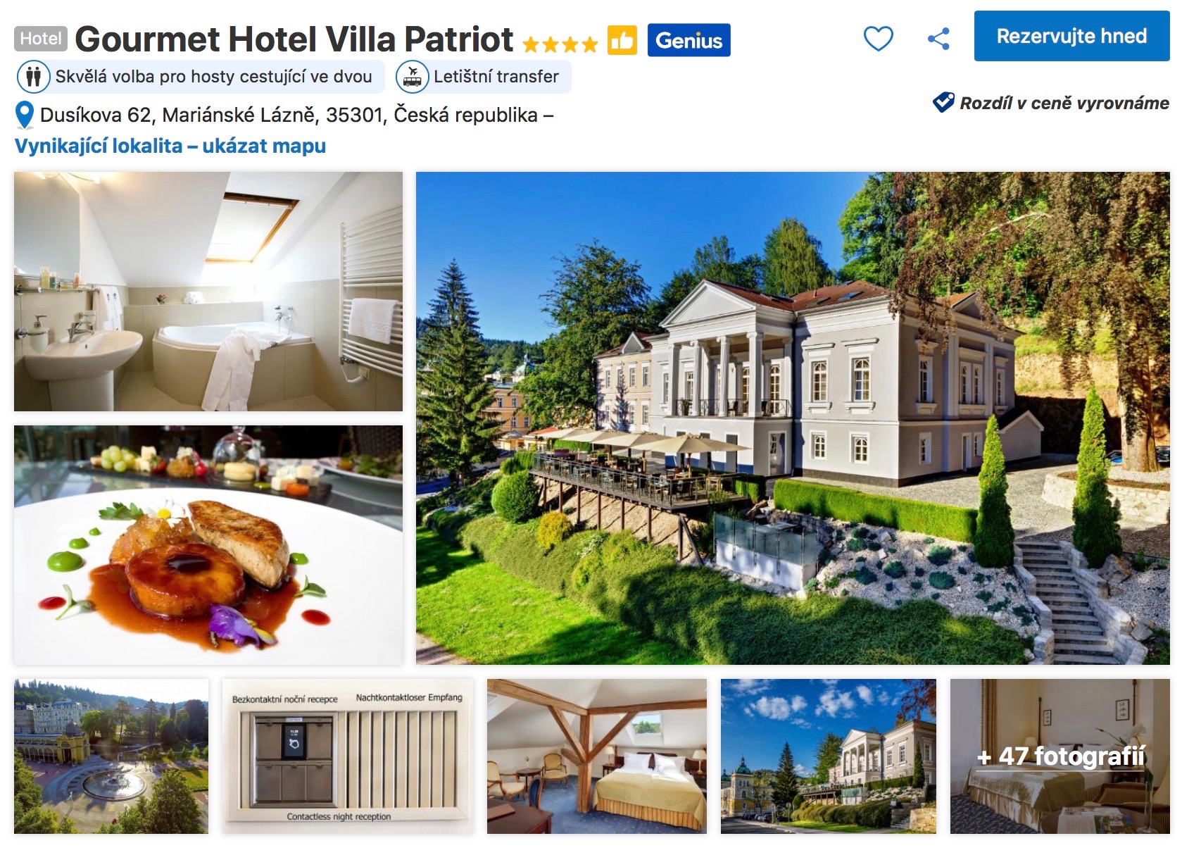 Gourmet Hotel a Restaurant Villa Patriot - Mariánské Lázně